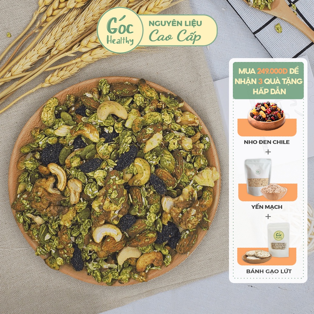 Granola matcha ăn kiêng Góc Healthy - ganola mật ong ngũ cốc giảm cân hiệu quả