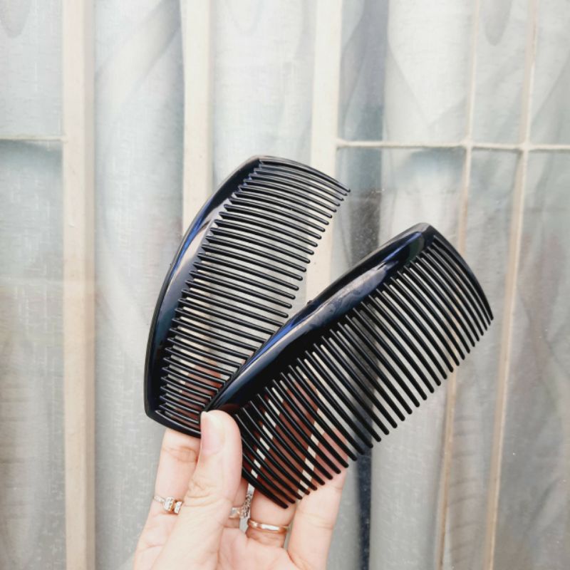 Lược cài trơn nhựa cứng đen bóng (11-12cm)