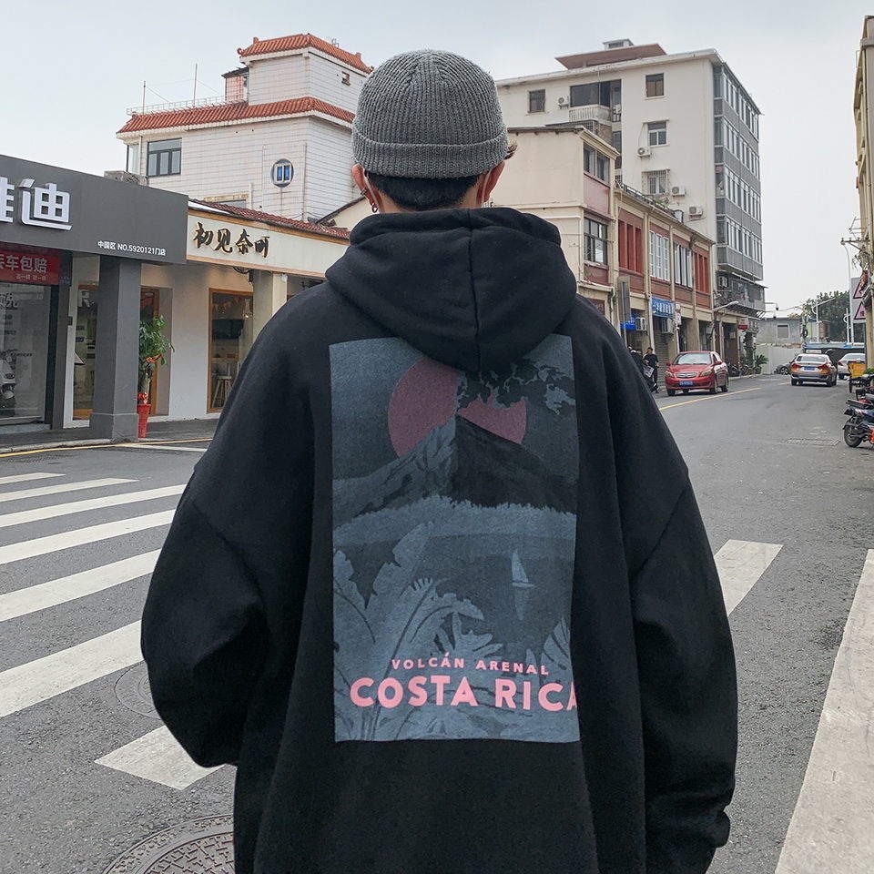 Áo Hoodie Dáng Rộng In Họa Tiết Thời Trang Thu Đông Hàn Quốc Mới Cho Nam