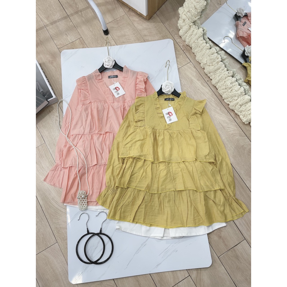 SET ÁO BÈO TẦNG MIX SOOC TRẮNG