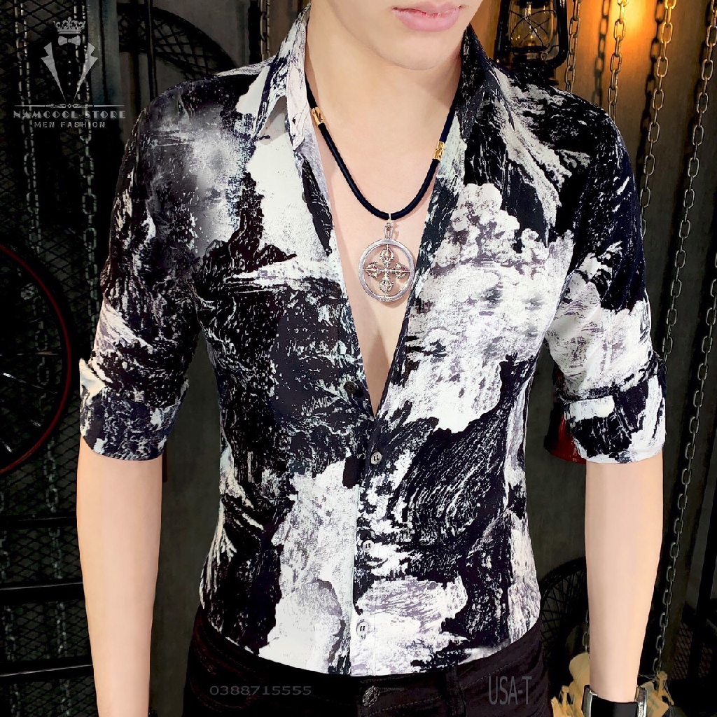 Áo sơ mi nam có cổ sơmi đôi đẹp hàn quốc giá rẻ sơ mi loang đẹp chất TCS 3 màu 037 | BigBuy360 - bigbuy360.vn