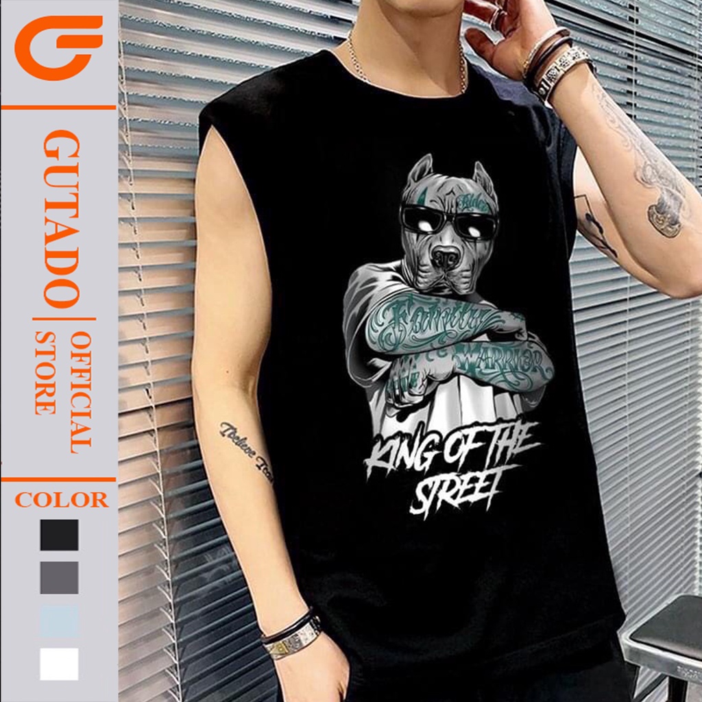 Áo ba lỗ tanktop in hình King Men thun lạnh cổ tròn form rộng sát nách tập gym co giãn mùa hè