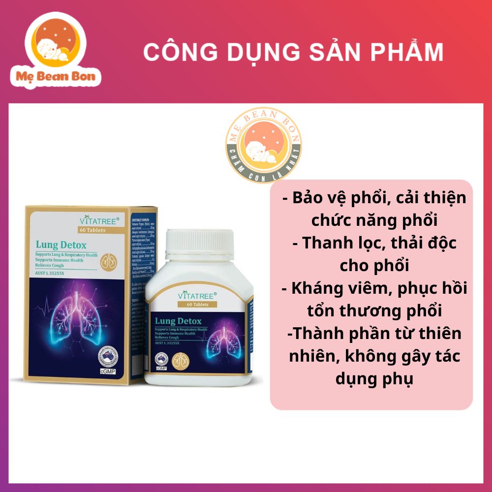 Viên uống Vitatree Lung Detox 60 viên của Úc giúp giải độc phổi