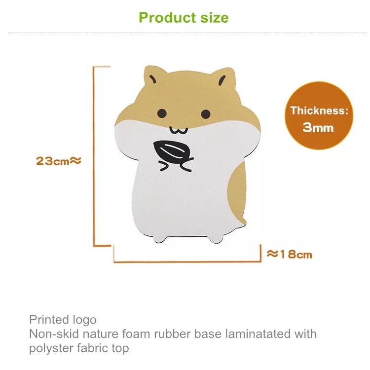 CHUYI Tấm Lót Chuột Cao Su Chống Trượt In Hình Chuột Hamster Dễ Thương