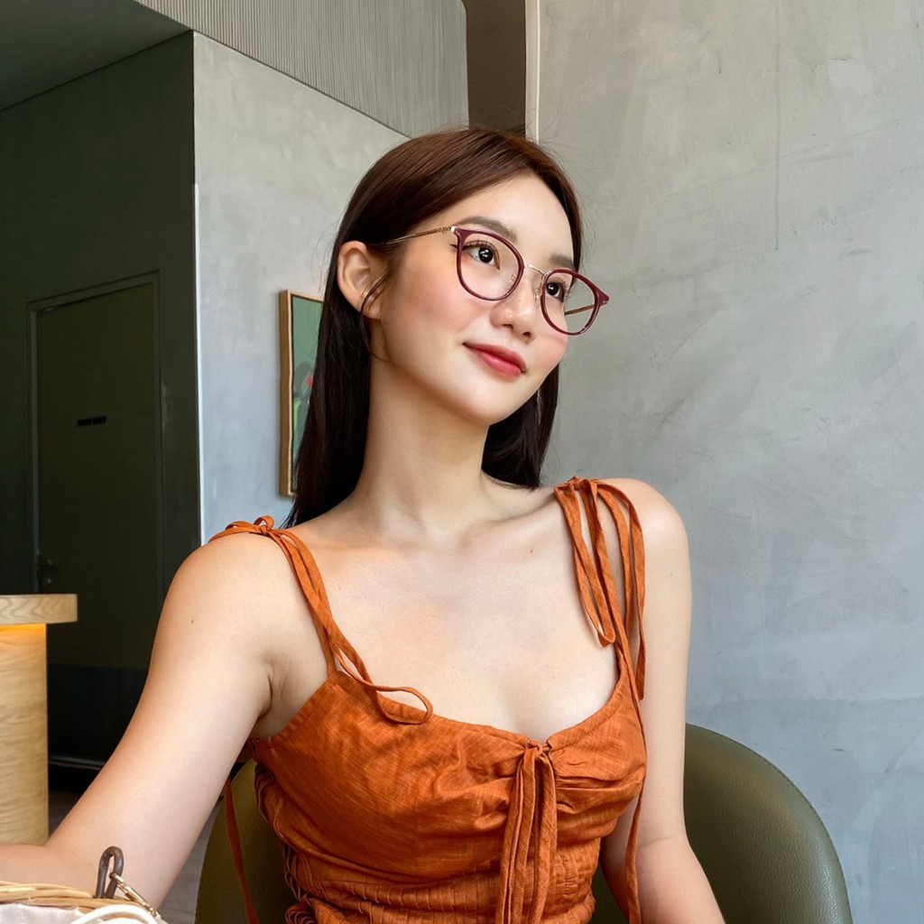 Kính cận cao cấp nữ Lilyeyewear mắt tròn chất liệu kim loại thanh mảnh màu sắc thời trang 2125