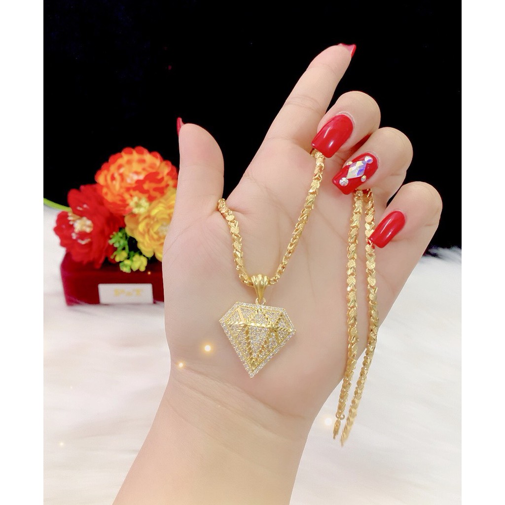 Kiềng cổ mặt xoàn xi dát vàng 18k cao cấp EK747