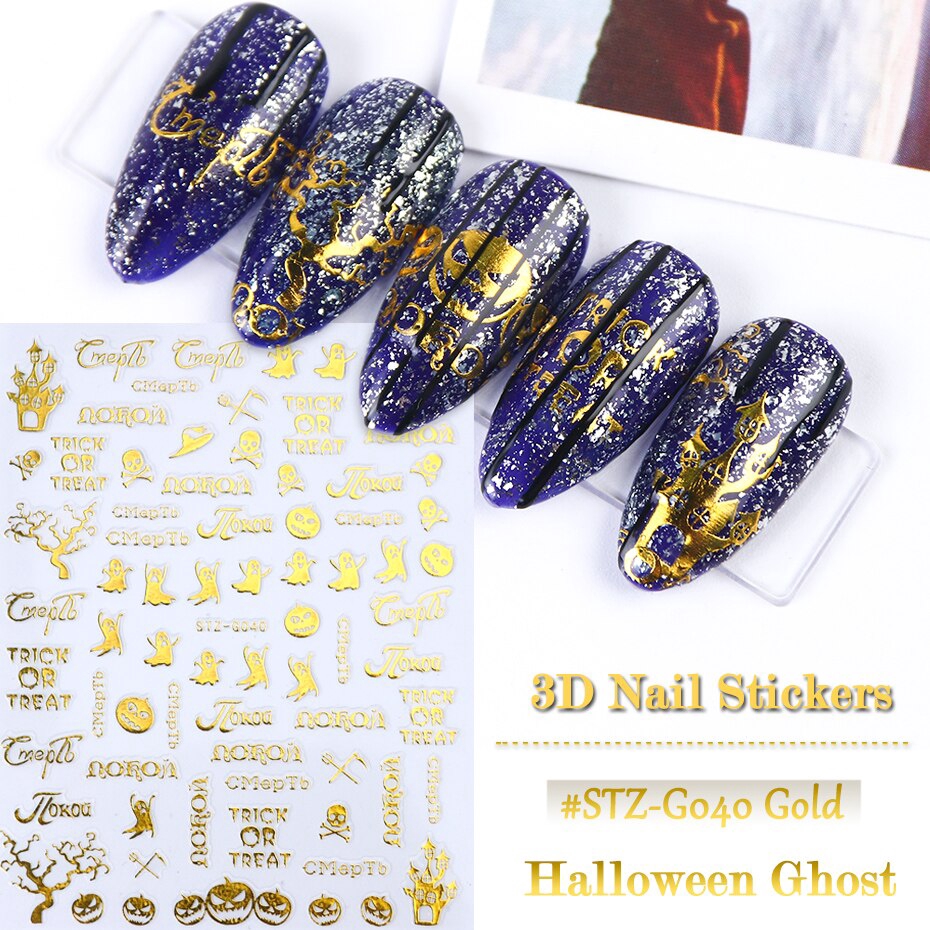 1 Miếng Dán Trang Trí Móng Tay 3d Chủ Đề Halloween