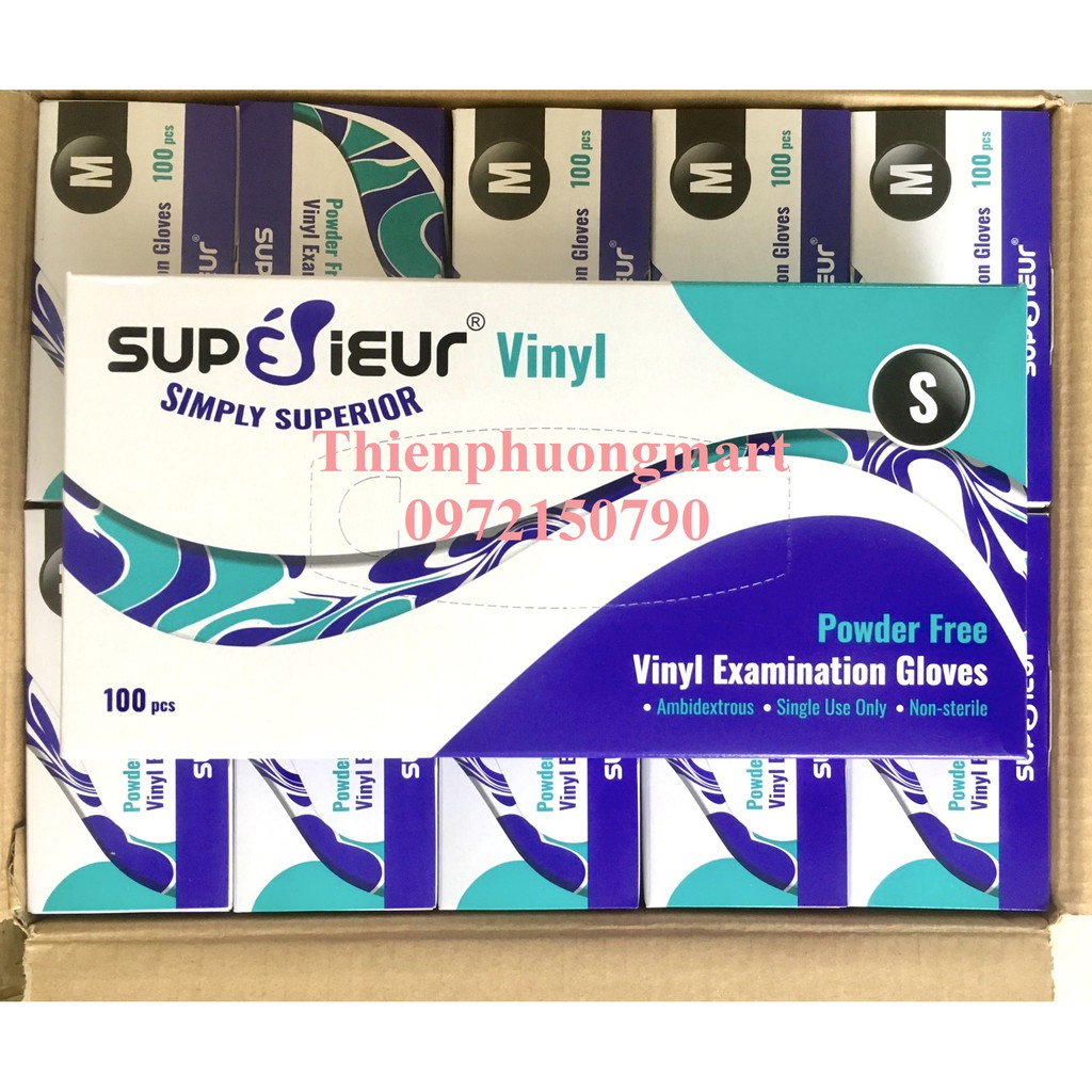 Găng tay y tế Vinyl không bột trắng trong - găng tay Superieur Vinyl