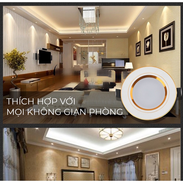 Đèn Âm Trần 7W, 9w, 18w 3 Chế Độ Phi 90 ATH LIGHTING Viền Vàng, Viền Bạc Chất Liệu Nhôm Sơn Tĩnh Điện