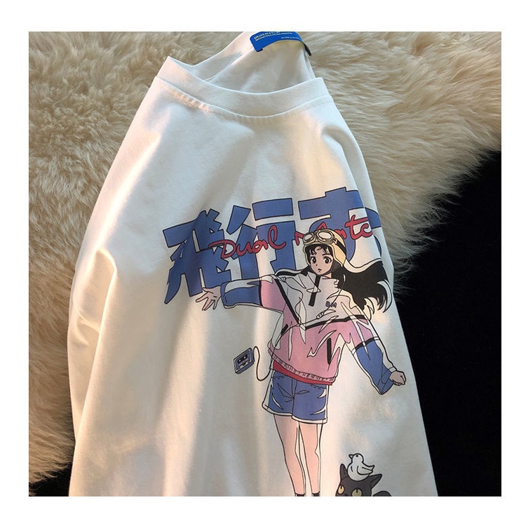 Áo Thun Ngắn Tay In Họa Tiết Dễ Thương Phong Cách Nhật Bản Thời Trang Mùa Hè Cho Nam Và Nữ