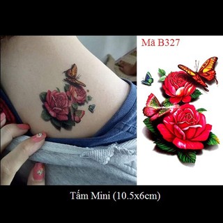 Xăm dán tattoo bướm hoa B327