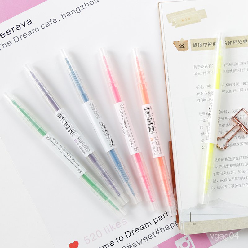 Deli Stationery Double-Headed Highlighter Marking Pen Candy Color Marking Key Points for Students Pens for Writing Letters