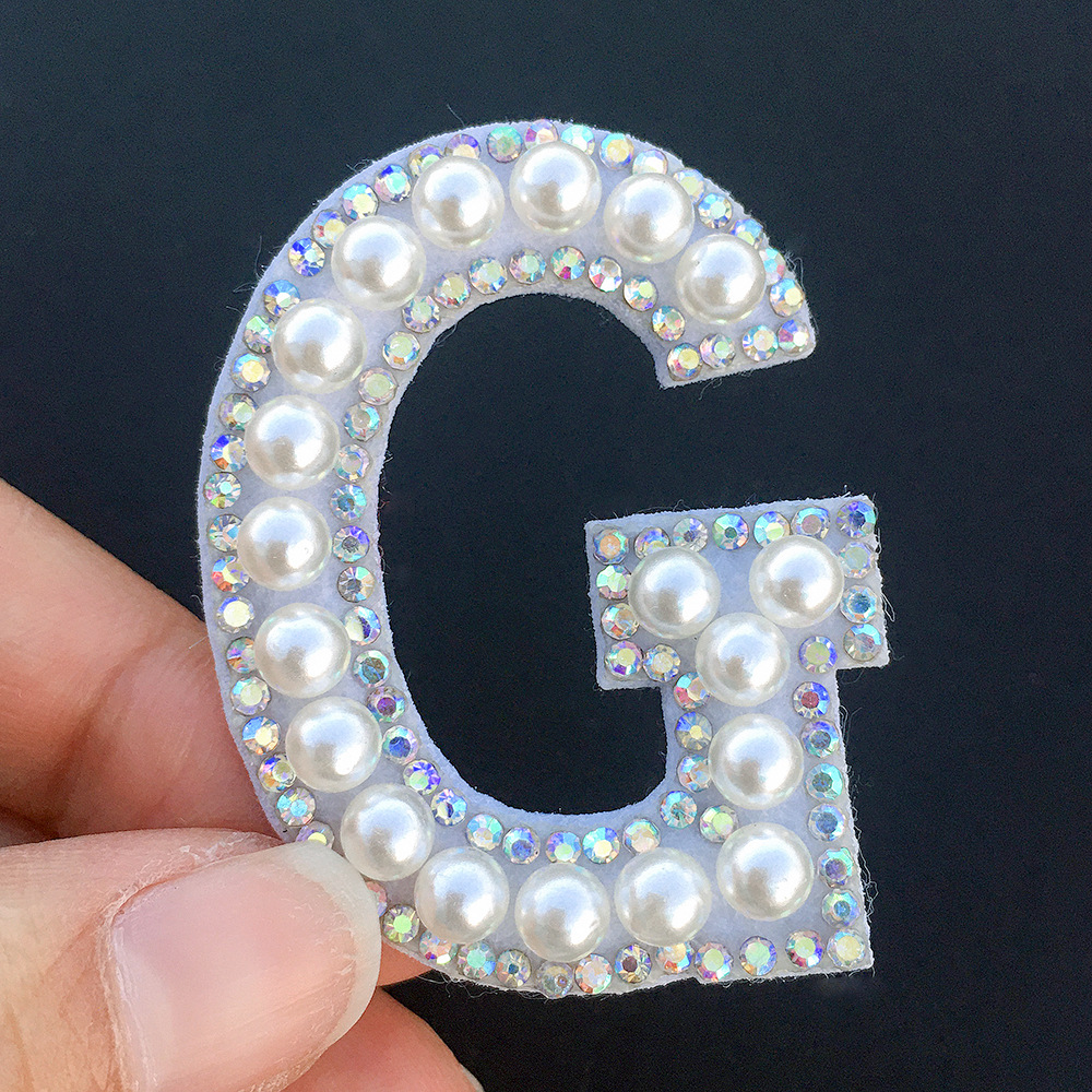 Miếng vá trang trí quần áo hình chữ cái tùy chọn đính ngọc trai thời trang