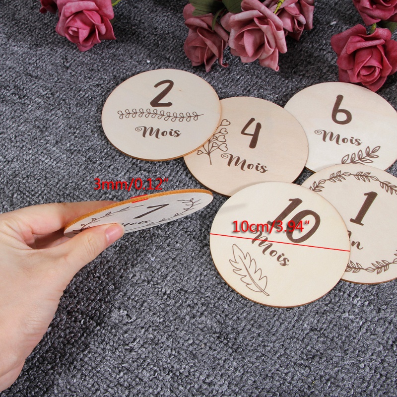 Set 6 Tấm Thẻ Ghi Chú Đánh Dấu Cột Mốc Phát Triển Theo Tháng Làm Phụ Kiện Chụp Ảnh Cho Bé Sơ Sinh
