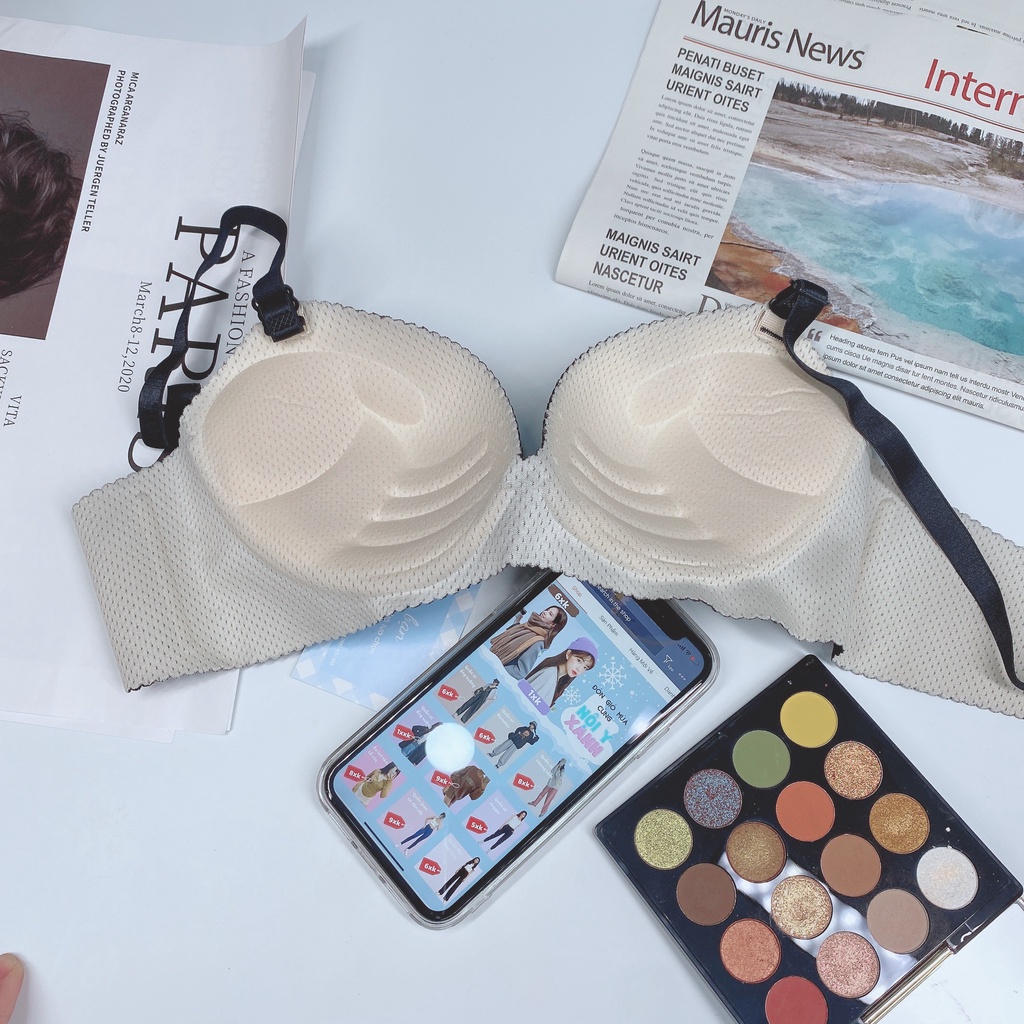 Áo Ngực Nữ Tạo Khe - Áo Lót Không Gọng Mút Bàn Tay 3 Nấc Cài nội y xanh chất đẹp giá tốt