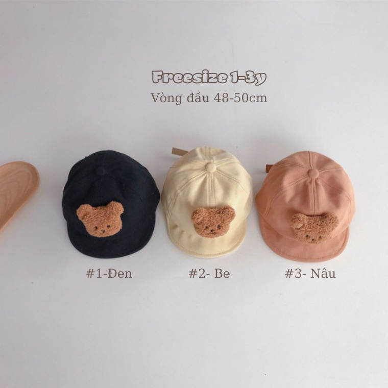 Mũ lưỡi trai mềm đính gấu bông xù dễ thương cho bé MH116 Mimo Baby