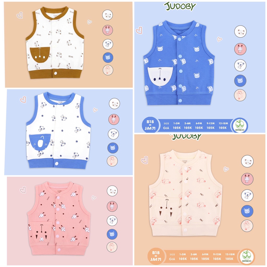 [Chính Hãng] Áo gile cotton họa tiết động vật ngộ nghĩnh trẻ em B18-JA471 Judoby