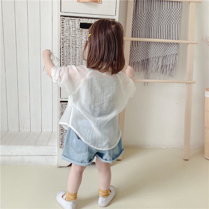 Áo Khoác Cardigan Chống Nắng Vải Cotton Thoáng Khí Thời Trang Mùa Hè Cho Bé Gái
