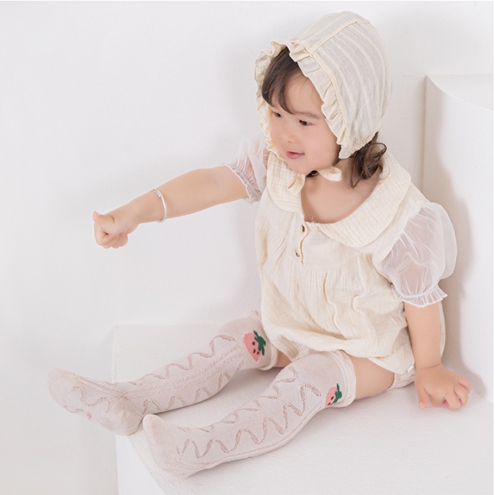 Vớ Cotton Cao Phối Lưới Co Giãn Chống Muỗi Họa Tiết Hoạt Hình Cho Bé Sơ Sinh
