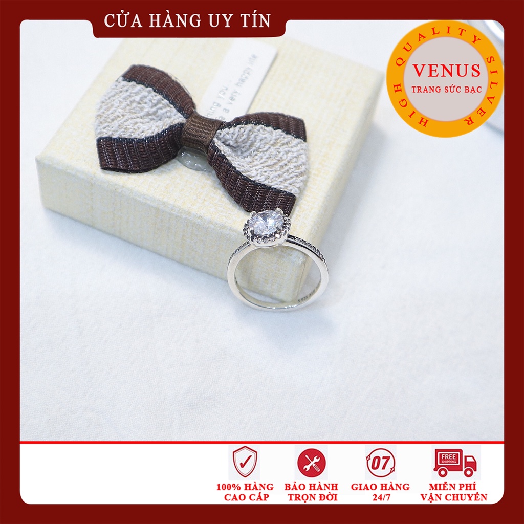 Nhẫn bạc 925 cho nữ mặt đá tròn- Mã sản phẩm VENUSN1