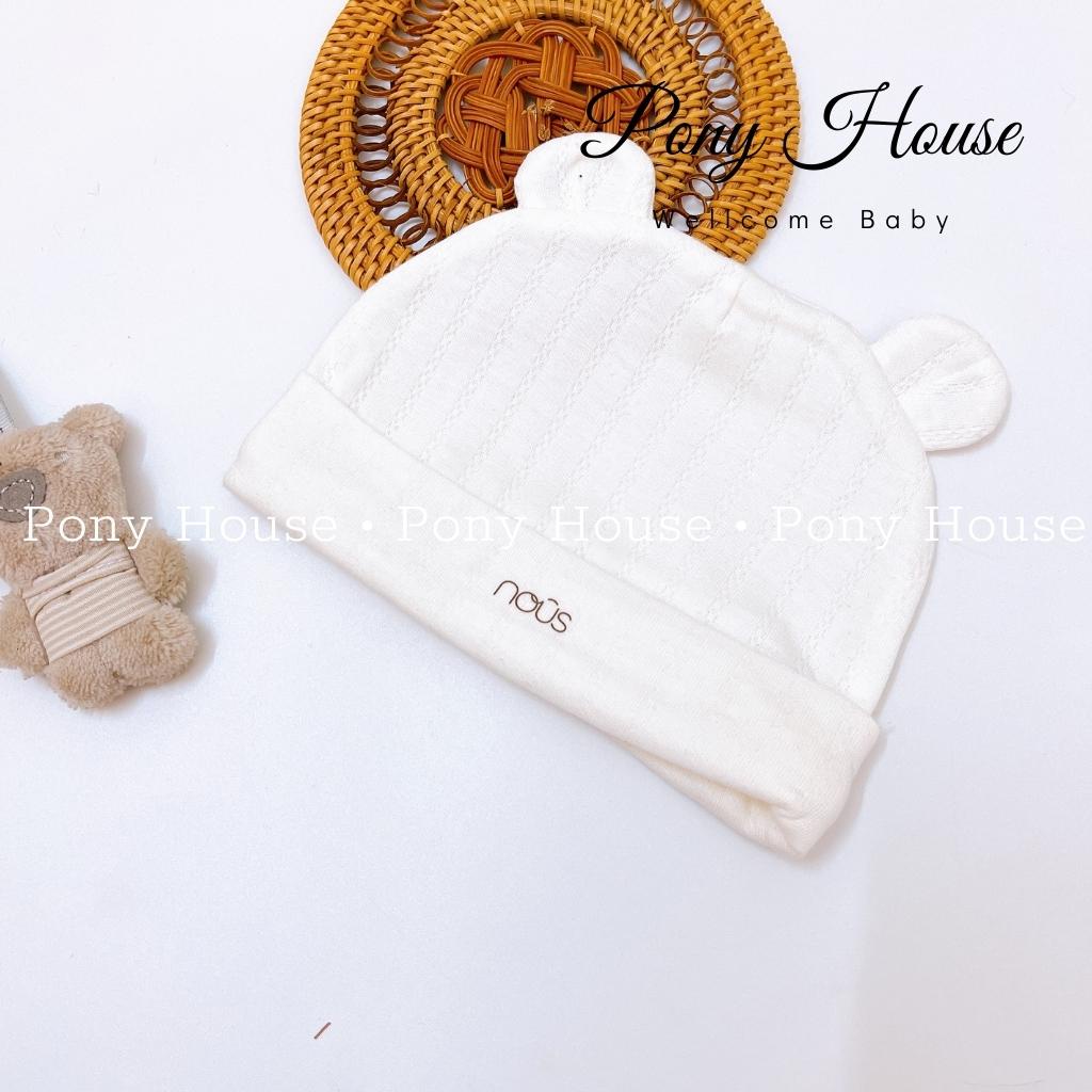 Mũ Sơ Sinh Nous Tai Gấu Màu Trắng Cho Bé Trai Bé Gái Sơ Sinh/Newborn/NB