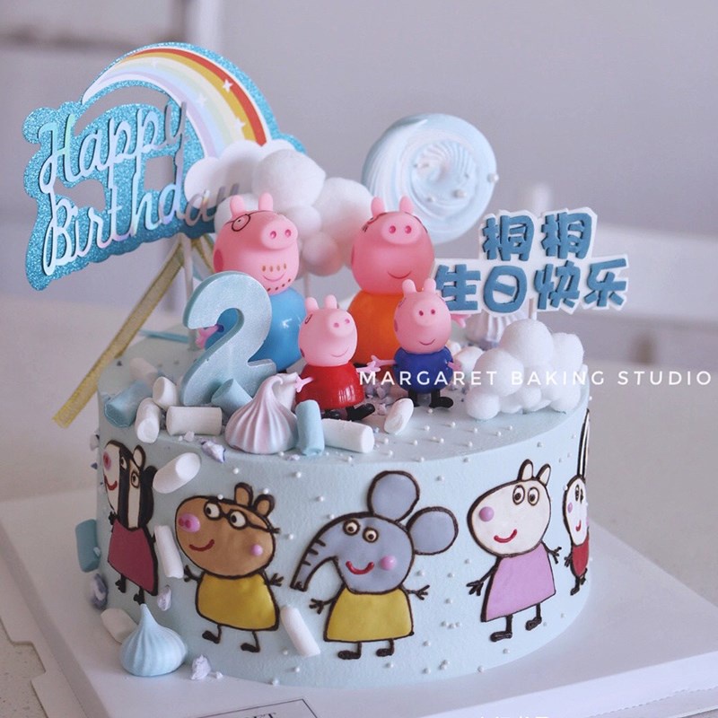 Set 4 Phụ Kiện Trang Trí Bánh Kem Hình Chú Heo Dễ Thương