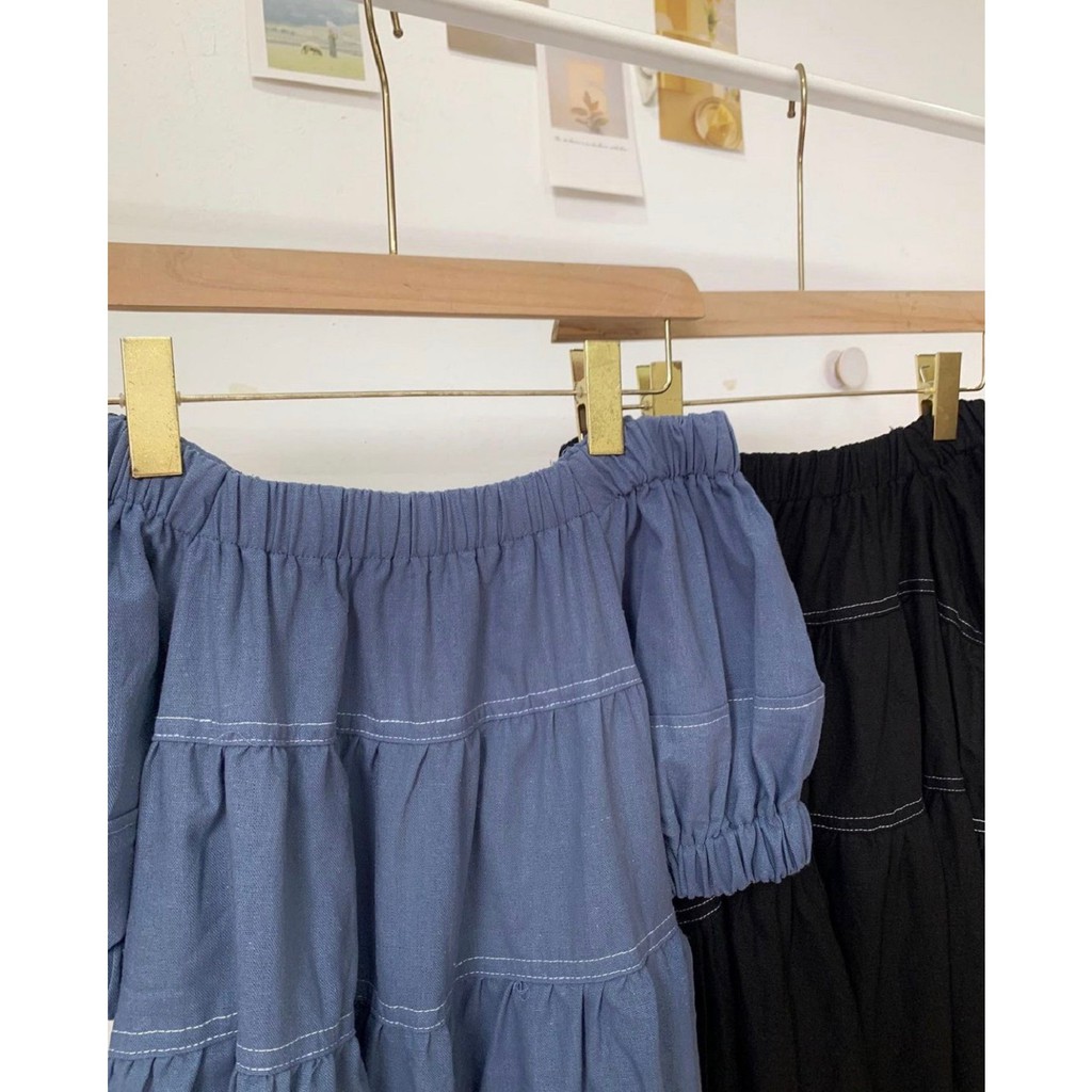 [Mã SKAMA06 giảm 8% tối đa 50K đơn 250K] Váy bbd trễ vai tay bo chun V528 SUSTORE | BigBuy360 - bigbuy360.vn