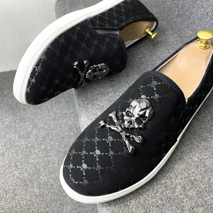 giày nam giày lười đính đầu lâu kim loại cực phẩm - giày mọi nam đẹp | BigBuy360 - bigbuy360.vn