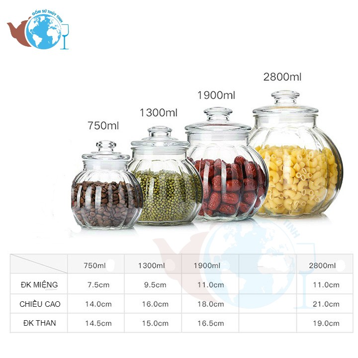 Hũ thủy tinh đựng gia vị 1300ML hình trái bắp - thủy tinh