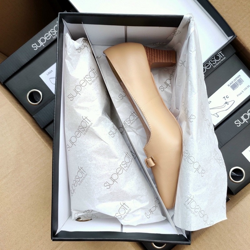 Giày SUPERSOFT da thật xẻ V nơ