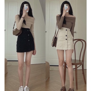  Áo thun nữ len tăm tay dài BỆT VAI dáng tiểu thư xinh xắn 