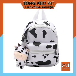 Sỉ Balo mini, balo thời trang BL218 chất vải canvas họa tiết bò sữa độc đáo cá tính