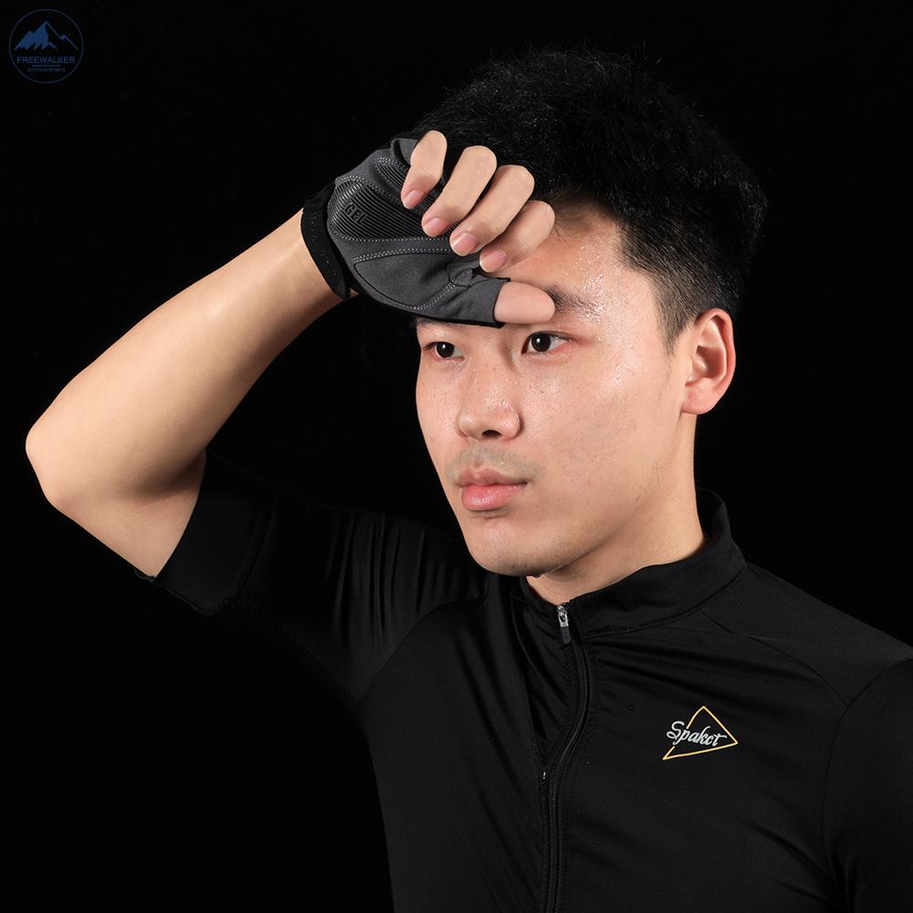 Găng Tay Hở Ngón Thấm Hút Thoáng Khí Chống Sốc Khi Đi Xe Đạp