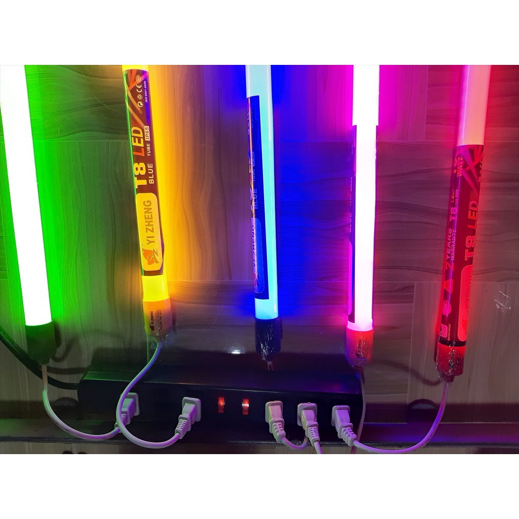 Đèn Led Tuýp Trang Trí 60cm Nhiều Màu, Bóng Đèn Led T8 6 Tấc Sẵn Dây Nguồn (đặt mua từ 2 sp)