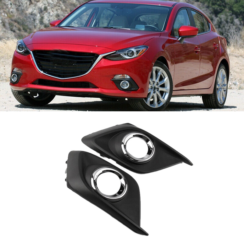 2 cái phía trước cản trước tấm lưới tản nhiệt sương mù chrome trim cho mazda 3 axela 2014-2016
