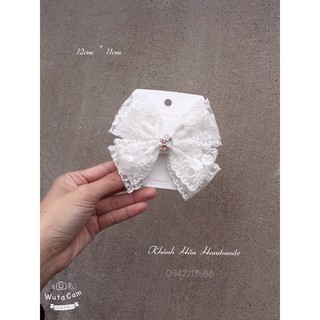 Kẹp tóc nơ ren gắn đá size 12cm cho bé gái ( ảnh thật )