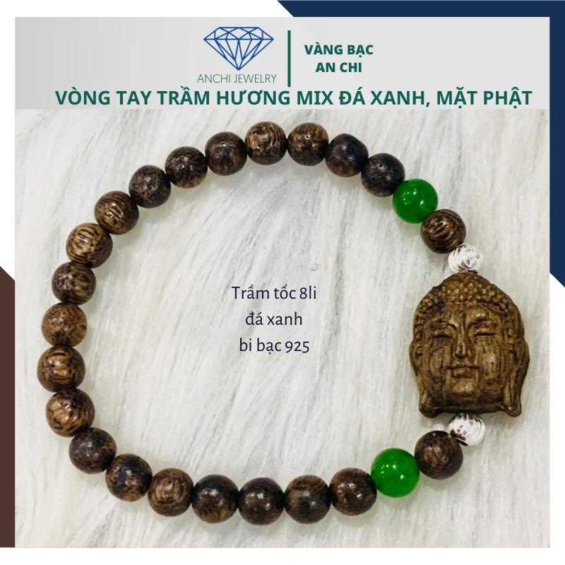 Vòng tay trầm hương 108 hạt mix đá / ngọc / bạc cho nam nữ, Anchi jewelry