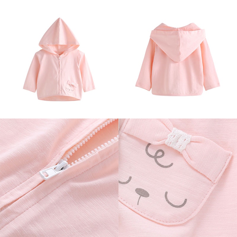 Áo Khoác Cardigan Dệt Kim Mỏng Có Mũ Trùm Đầu Hoạ Tiết Hoạt Hình Dành Cho Trẻ Em