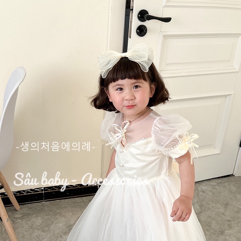 Bờm xươc tóc nơ voan bản to handmade công chúa cho bé