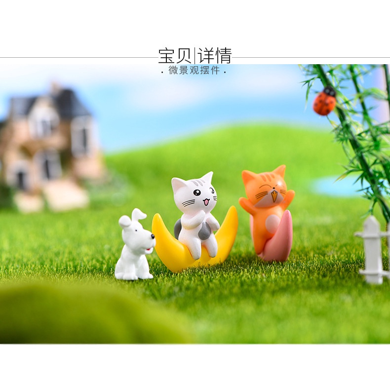 Dây Treo Trang Trí Bể Cá Hình Mèo Và Mặt Trăng Màu Bột Trắng