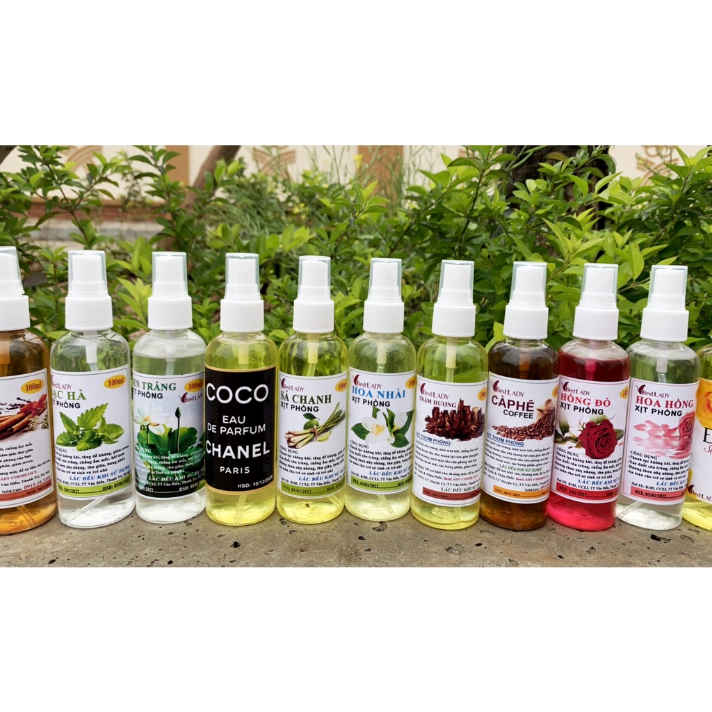 Nước Xịt thơm phòng BestLADY 100ml : Hương Sả chanh, Quế, Hoa Hồng, Hoa Ly, Coco chanel, Laevenser, Ngọc lan tây..