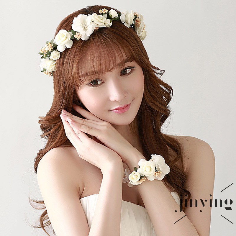 GETNOIVAS Vòng hoa cài tóc handmade cho cô dâu