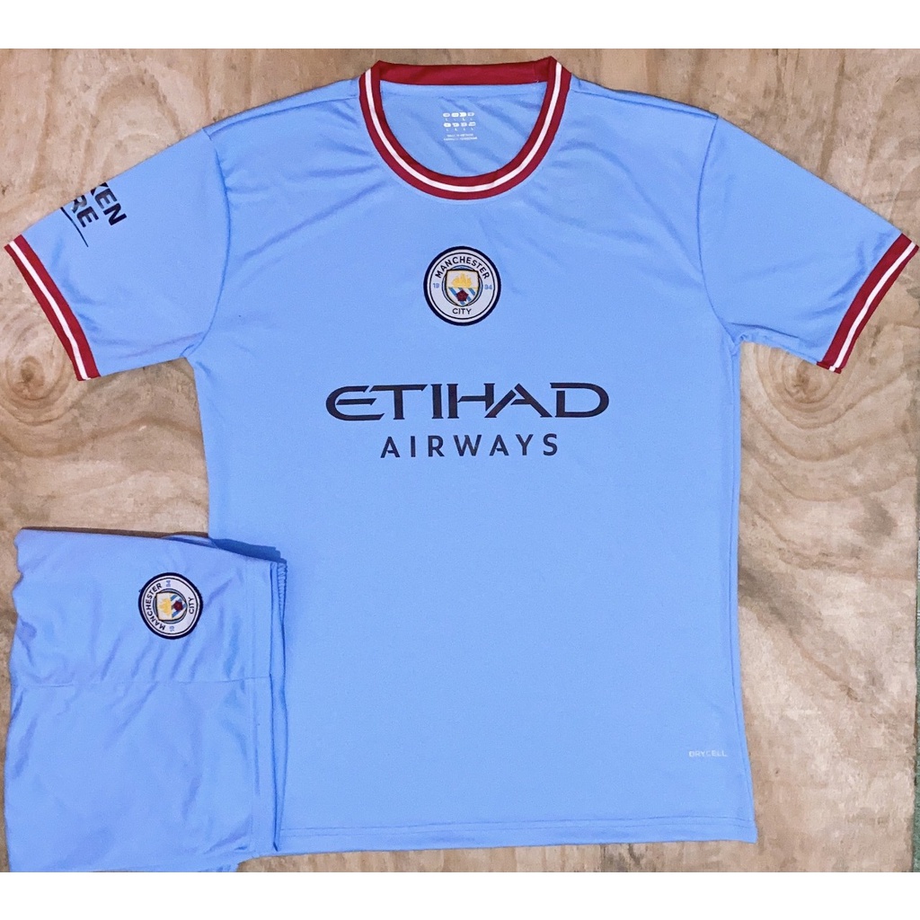 Bộ áo bóng đá Mancity xanh biển hàng thun mùa mới 2022