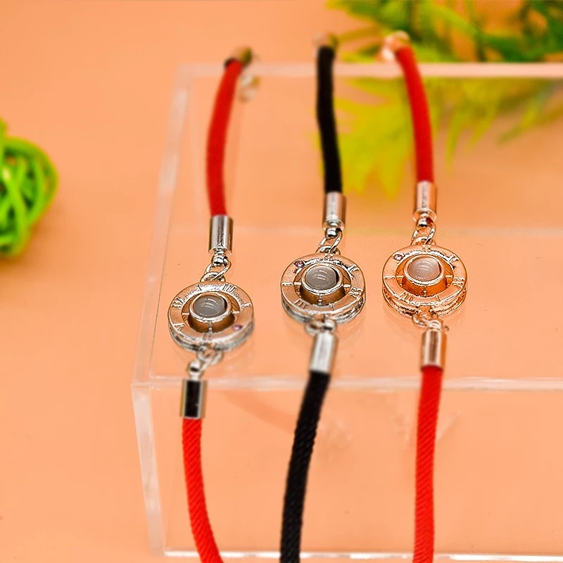 Vòng Tay Dây Bện Mặt Trái Tim 100 Ngôn Ngữ Thời Trang Cho Cặp Đôi