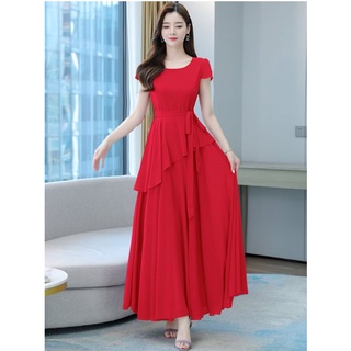 ĐẦM XÒE DÀI PHỐI TÀ XÉO THẮT EO 2049