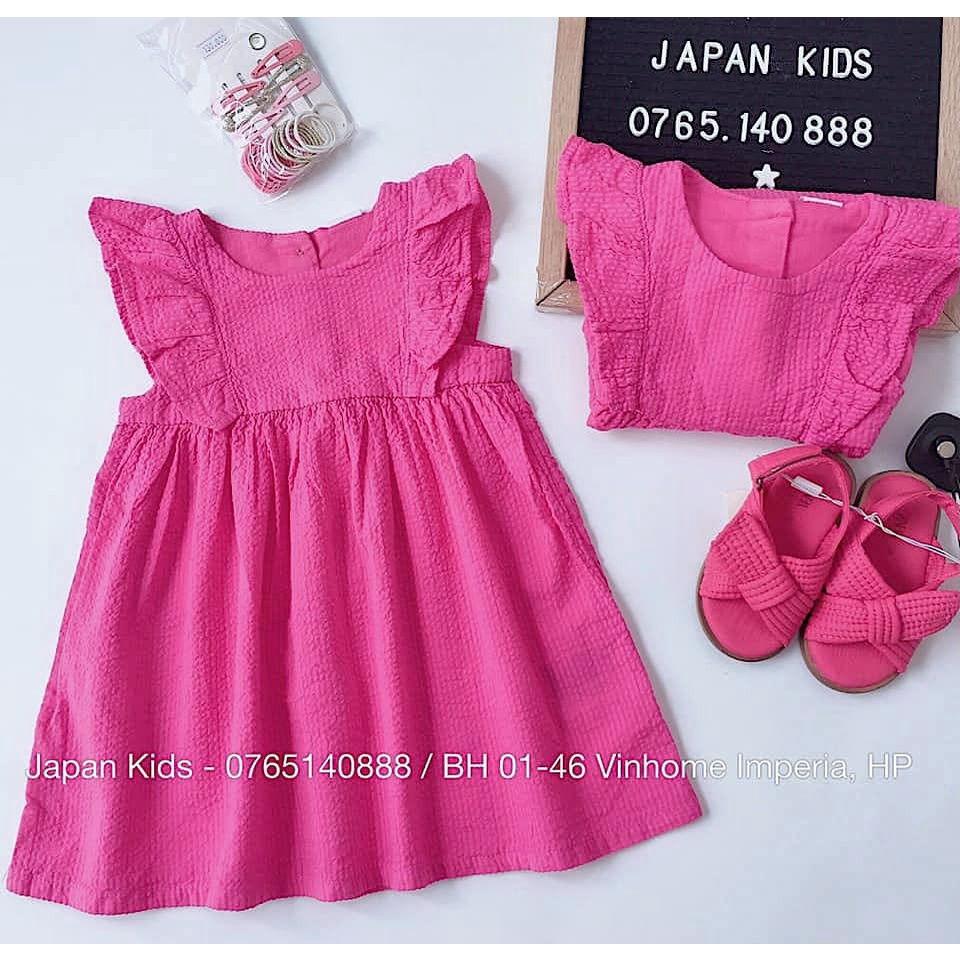 Váy xòe cotton hồng xanh HM H&M_hàng chính hãng authentic