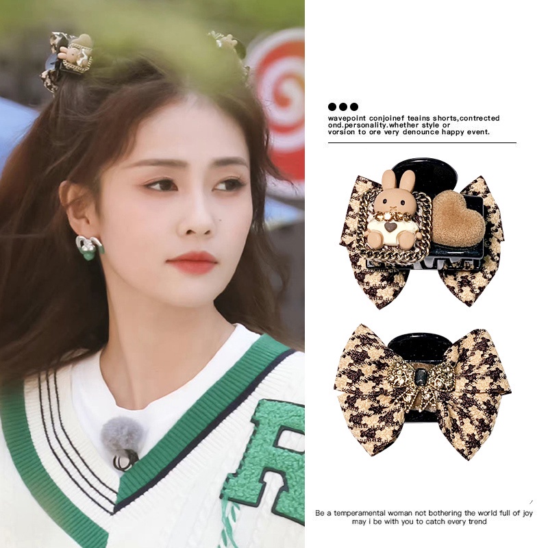 【qiaozhi】Kẹp Tóc Nơ Hai Mặt Cỡ Nhỏ Họa Tiết Thỏ Đáng Yêu Thời Trang Cao Cấp Cho Nữ