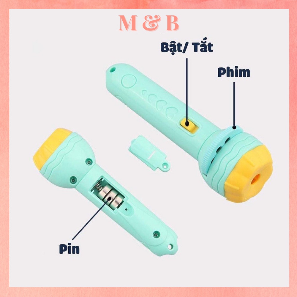 Đèn pin chiếu hình động vật dễ thương, đồ chơi thông minh tập vẽ cho bé, đồ chơi giáo dục phát triển trí tưởng tượng
