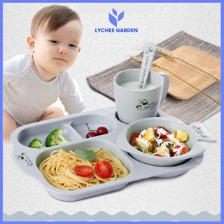 Khay ăn dặm lúa mạch 6 món kiểu Nhật cho bé, bát hình cá xinh xắn
