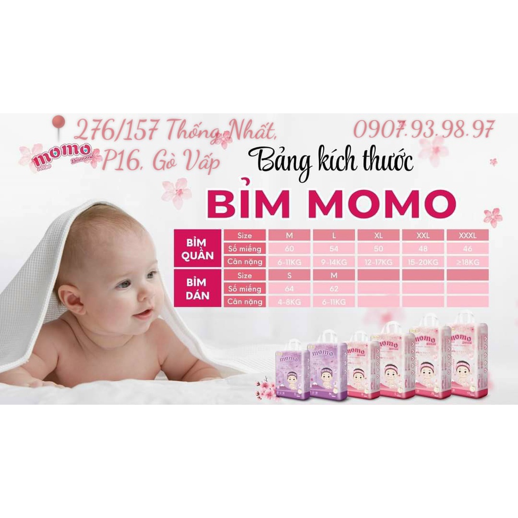 [Bỉm Hot] Tã Quần Momotaro chính hãng Nhật Bản  siêu mềm, mỏng mịn, thấm hút tốt(Đủ size S56/M46/L42/XL39/XXL36/XXX35)